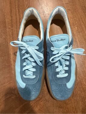 Acne Studios Bars M Light Blue Suede Trim Sneakers